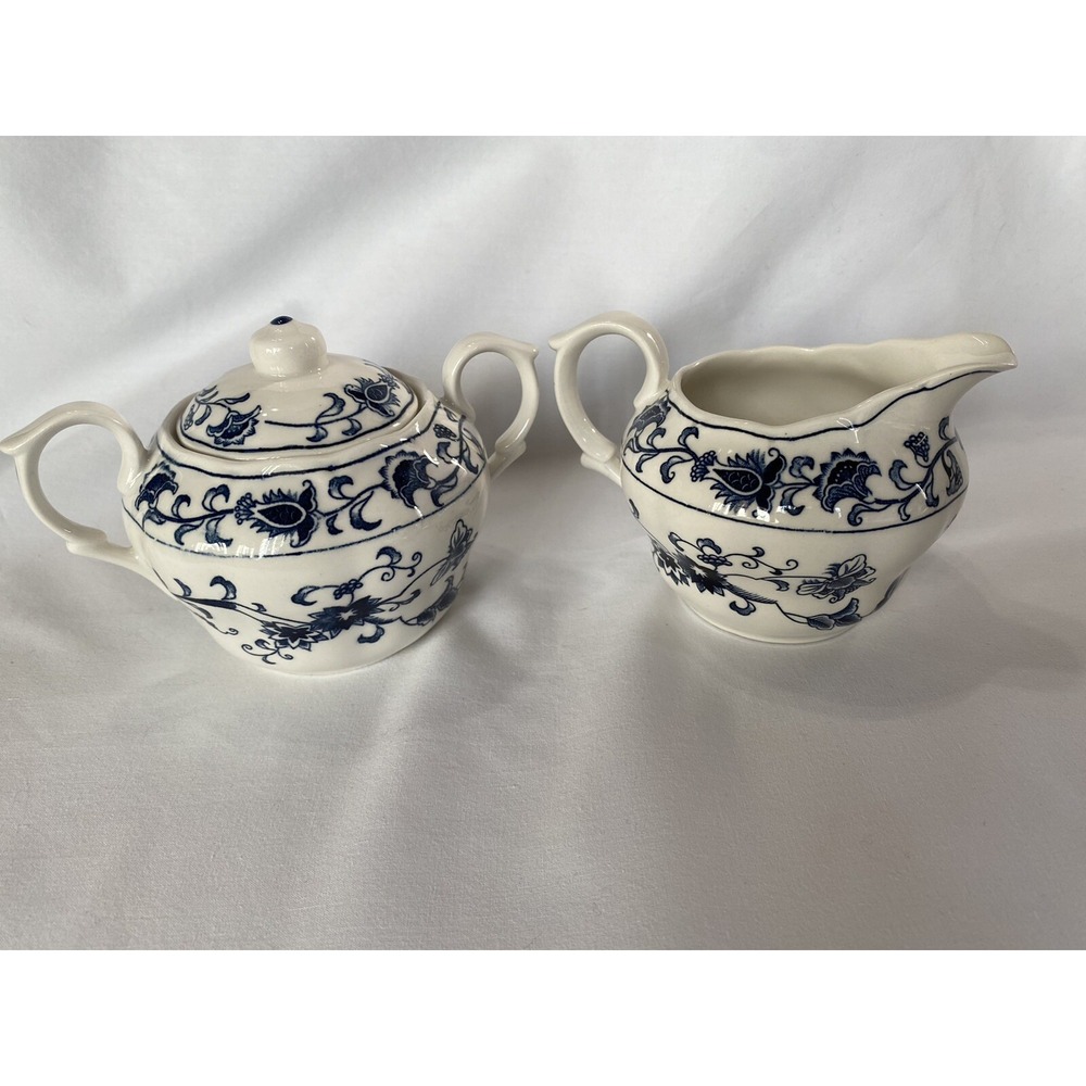 Nikko Ironstone Vintage Blue Bonnet, Sugar and Creamer Excellent Used Condition